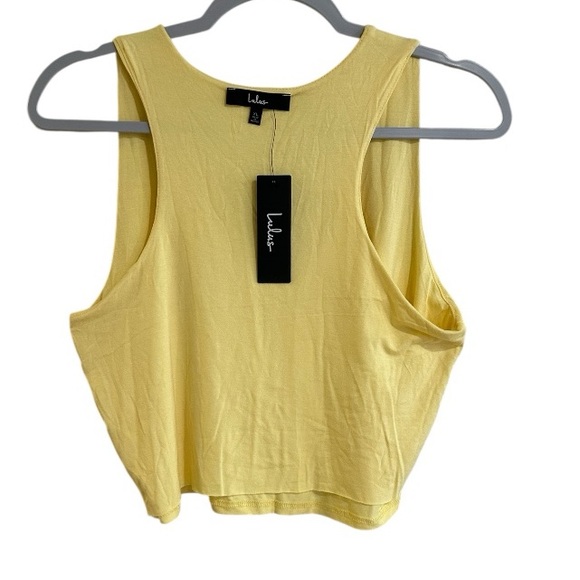 Lulus Yellow Cropped Tank Top V-Neck Double Layer Size XL (Runs Small) - Picture 6 of 11